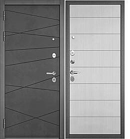 Дверь входная Trust Mass PP 9S-130/9S-135 Бетон темный, 9S-130/Белый ларче, 9S-135, 2 замка, с ночной задвижкой