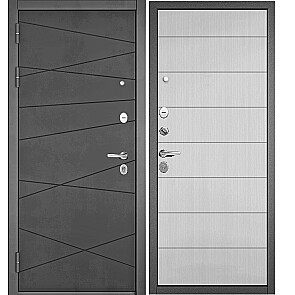 Дверь входная Траст Масс ПП 9S-130/9S-135 Бетон темный/Белый ларче, 2 замка, с ночной задвижкой