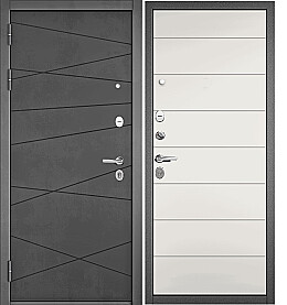 Дверь входная Trust Mass PP 9S-130/9S-135 Бетон темный, 9S-130/Белый софт, 9S-135, 2 замка, с ночной задвижкой