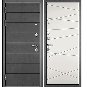 Дверь входная Траст Масс ПП 9S-135/9S-130 Бетон темный/Белый софт, 2 замка
