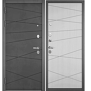 Дверь входная Траст Масс ПП 9S-103 Бетон темный/Белый ларче, 2 замка, с ночной задвижкой