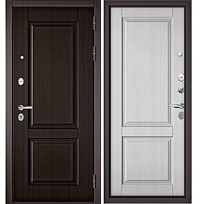 Дверь входная Траст Масс ПП 9SD-1/9SD-1 Шоколад ларче/Белый ларче, 2 замка, с ночной задвижкой