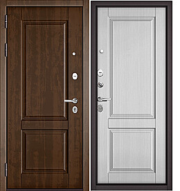 Дверь входная Trust Mass PP 9SD-1 (порог) Орех грецкий, 9SD-1/Белый ларче, 9SD-1, 2 замка, с ночной задвижкой