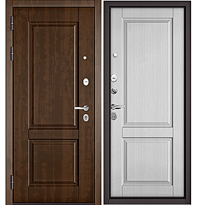 Дверь входная Траст Масс ПП 9SD-1 Орех грецкий/Белый ларче, 2 замка
