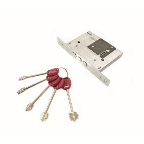 Замок для входной двери сувальдный «Kale 257 L» Хром