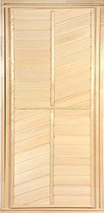 Дверь глухая, горизонтально-диагональная, 1,9х0,7 м, липа Класс А, короб из сосны, с ручками и петлями