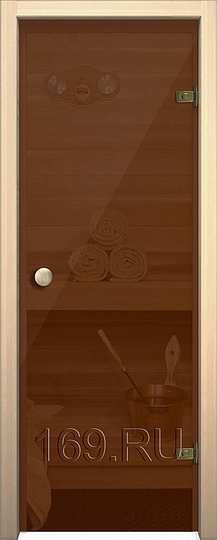 Дверь для сауны стеклянная бронза