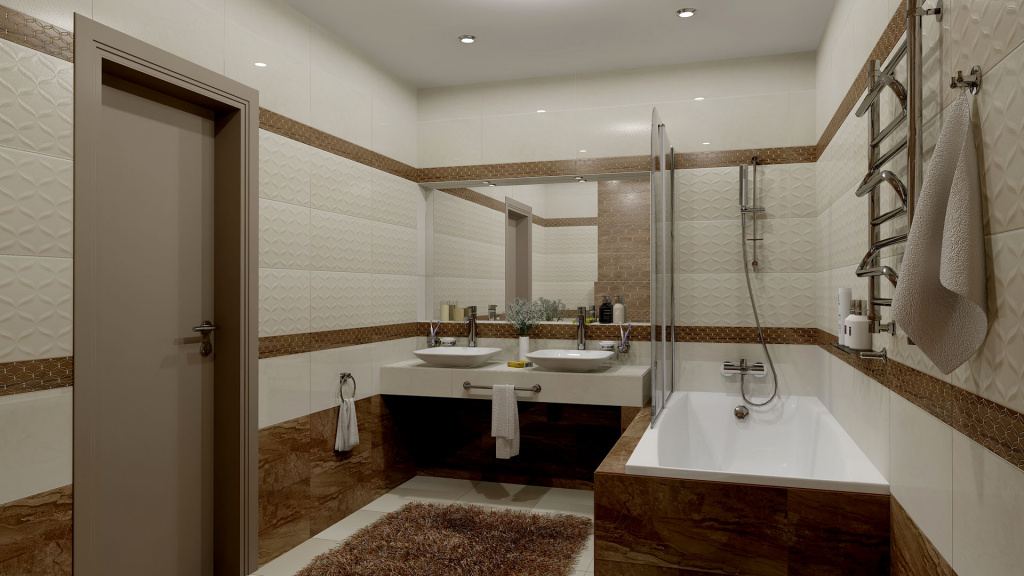 Ремонт в ванной со стенами из керамической плитки