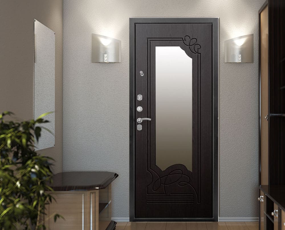 Входная металлическая дверь «Оптим» с зеркалом
