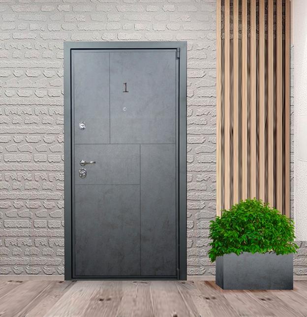 Входная дверь из металла благородного серого цвета