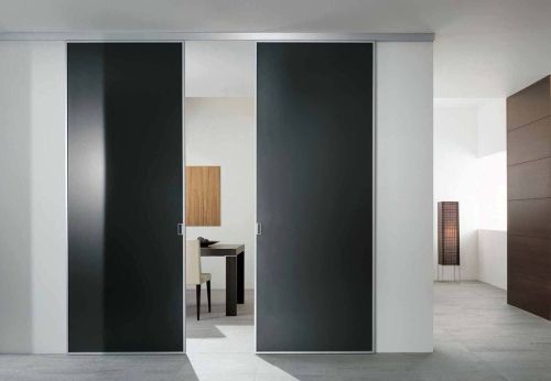 Черные раздвижные двери в стиле минимализм