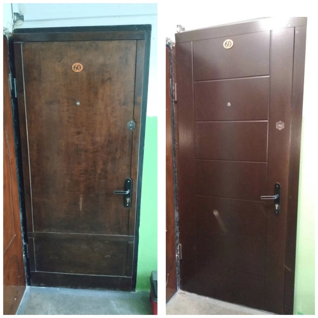 Входная металлическая дверь до и после покраски