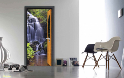 Фотообои на дверь с изображением водопада