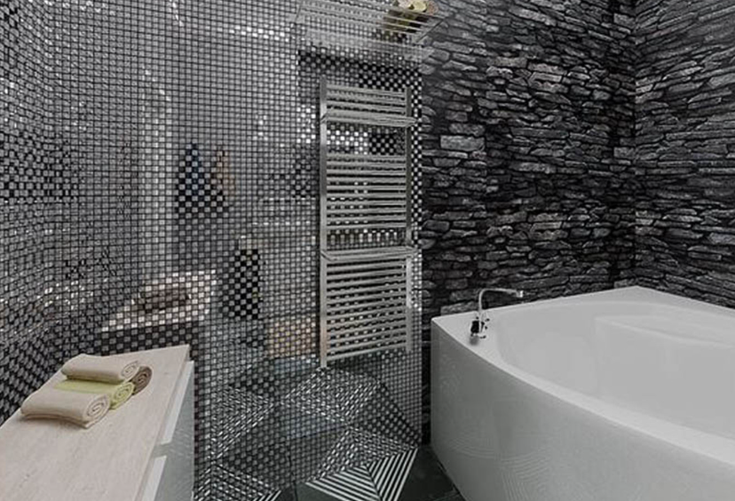 Необычное оформление ванной комнаты мозаикой