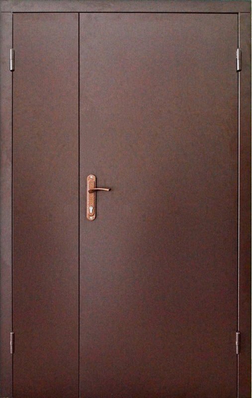 Входная полуторная металлическая дверь с одним вспомогательным открывающимся дверным полотном
