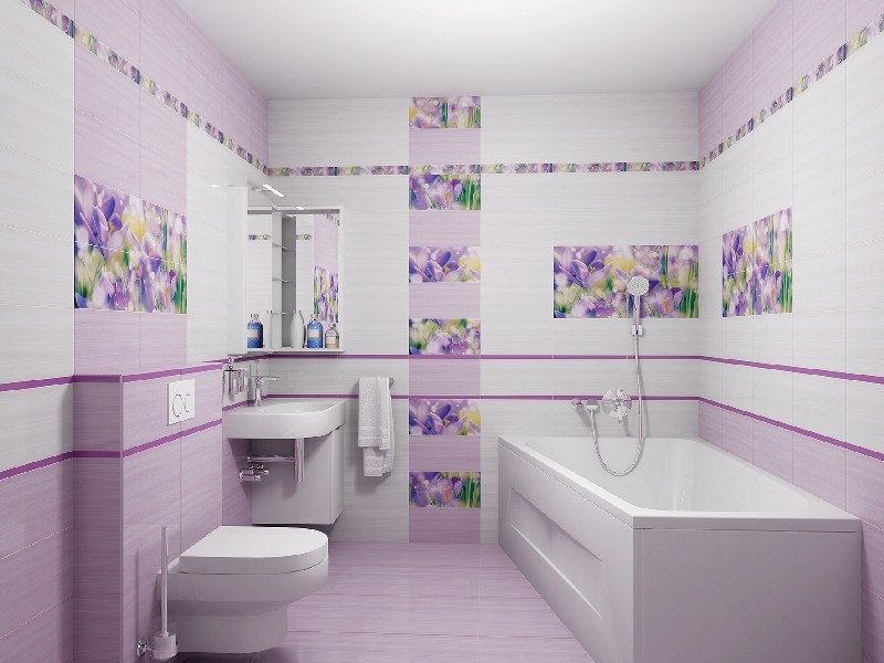 Ванная комната в трендовом цвете с контрастными вставками