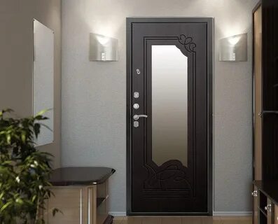 Квартирная входная дверь стандартных размеров с зеркалом