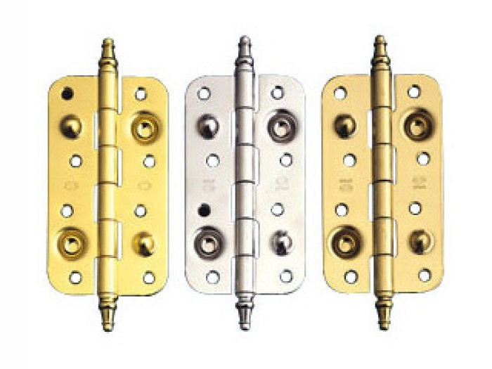 Противосъемные модели петель для входных дверей стального и золотистого оттенков