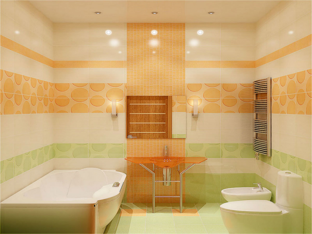 Графичность с помощью плитки в оформлении помещения ванной комнаты