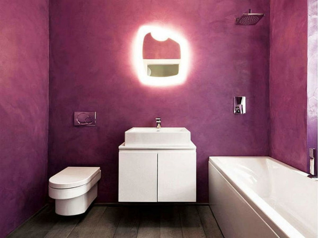 Современная краска для стен даже в ванной не облазит и выглядит эффектно
