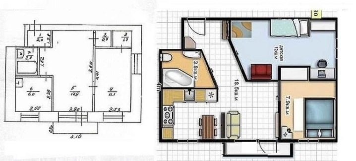 Трехкомнатная квартира в доме улучшенной планировки с раздельными комнатами и санузлом 