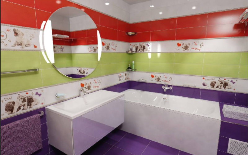 Яркие цвета плитки в ванной – на любителя