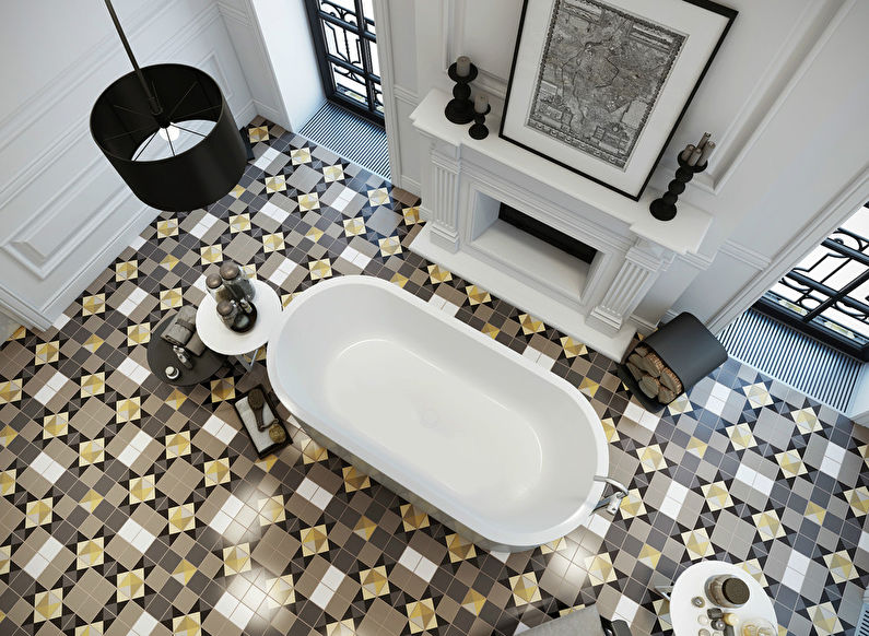 Метлахская плитка в эксклюзивном дизайне ванной комнаты