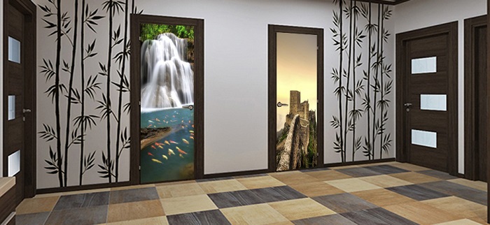 Глухие двери для бани и сауны, украшенные 3D-рисунком