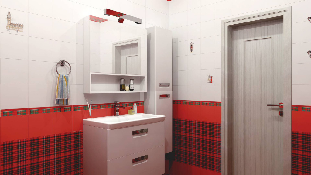 Схема стандартной укладки плитки в интерьере ванной