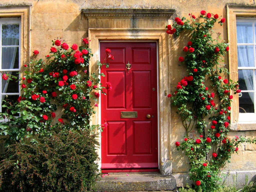 Входная дверь в красном цвете