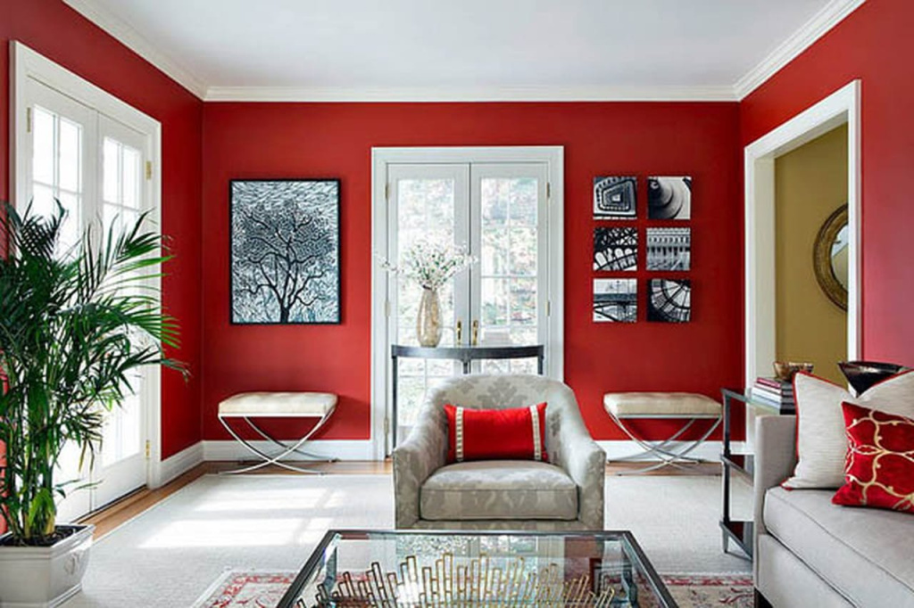 Красный цвет в интерьере комнаты