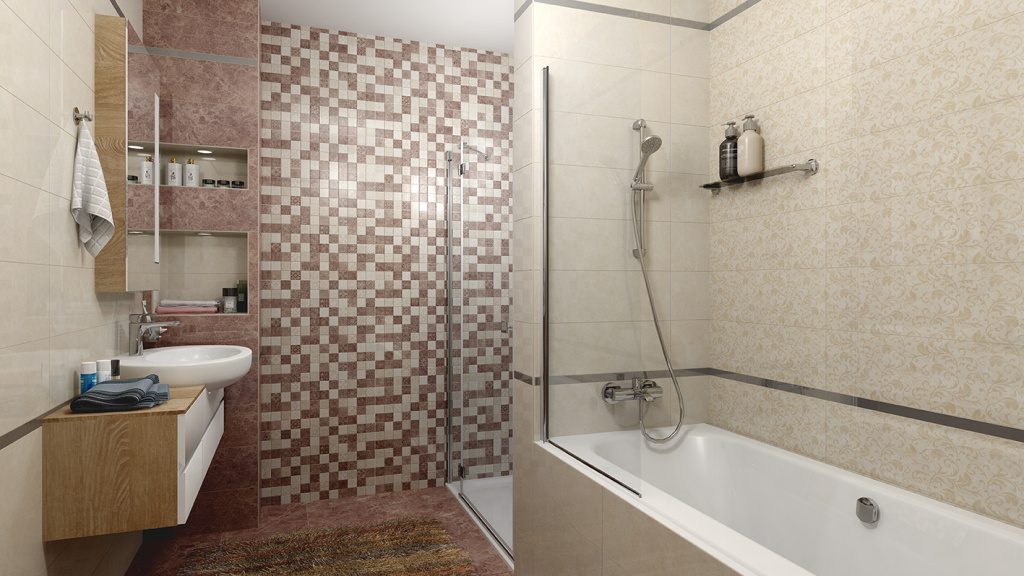 Мозаика в ванной комнате: варианты использования, преимущества материала