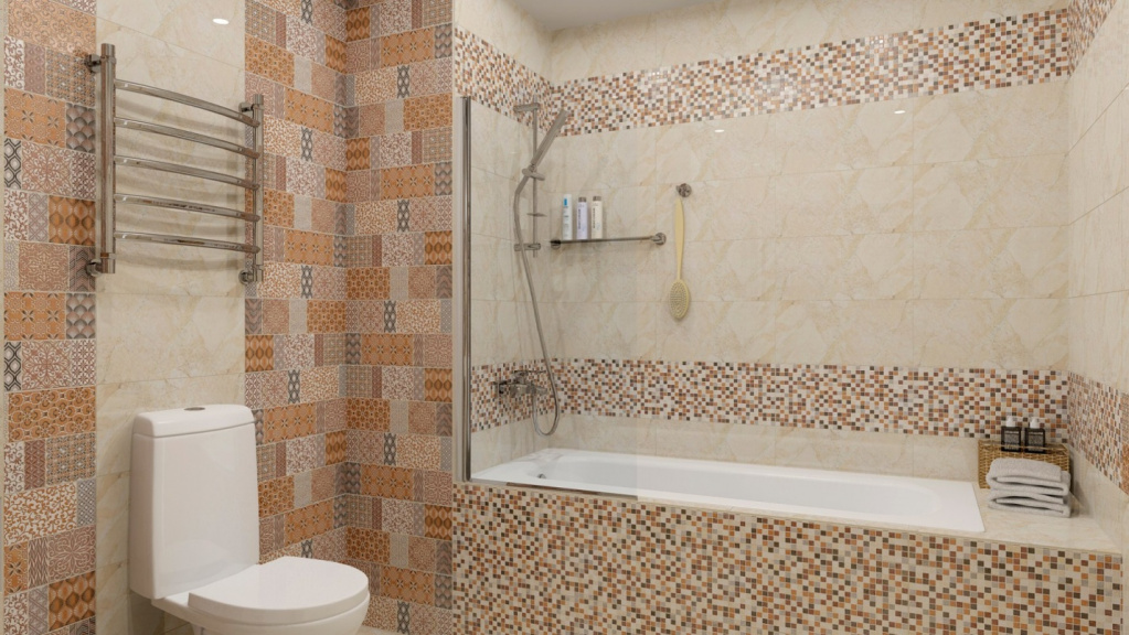 Декор вокруг ванны мозаикой