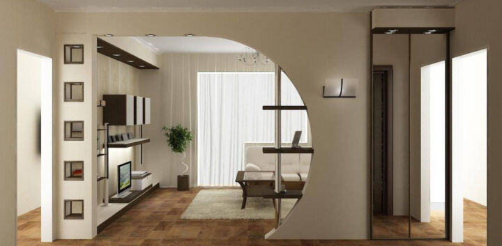 Декоративные перегородки из гипсокартона для зонирования комнаты своими руками: фото, интерьер