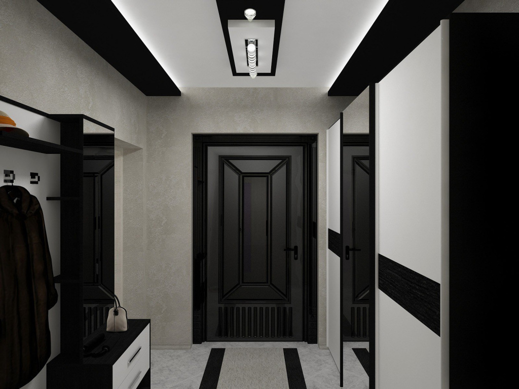 Дизайн квартиры с темными дверями