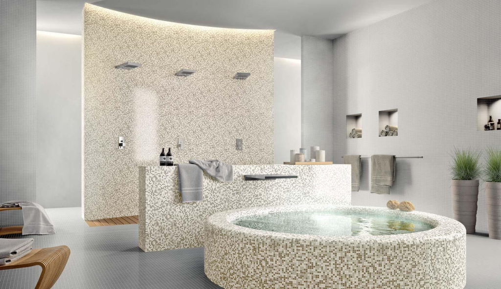 Мозаика в ванной комнате: варианты укладки