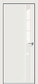 Дверь межкомнатная "Concept-702" Белоснежно матовый стекло Лакобель белый, кромка-чёрная матовая
