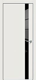 Дверь межкомнатная "Concept-702" Белоснежно матовый стекло Лакобель черный, кромка-ABS