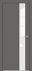 Дверь межкомнатная  "Concept-703" Медиум грей стекло Лакобель белый, кромка-чёрная матовая