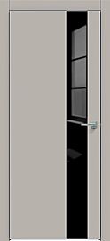 Дверь межкомнатная "Concept-703" Шелл грей, вставка Лакобель чёрный, кромка-матовый хром