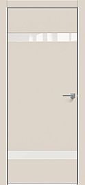 Дверь межкомнатная "Concept-704" Магнолия, вставка Лакобель белый, кромка-матовый хром