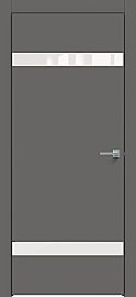 Дверь межкомнатная "Concept-704" Медиум грей, вставка Лакобель белый, кромка-чёрная матовая