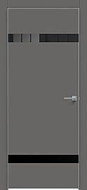 Дверь межкомнатная "Concept-704" Медиум грей, вставка Лакобель черный, кромка-матовый хром