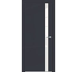 Дверь межкомнатная "Design-702" Дарк блю, вставка Лакобель белый, кромка-чёрная матовая