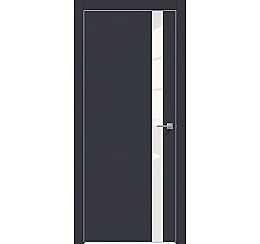 Дверь межкомнатная "Design-702" Дарк блю, вставка Лакобель белый, кромка-матовый хром