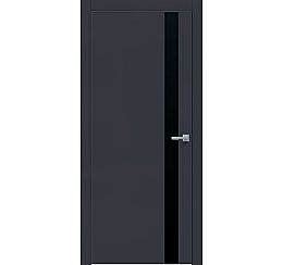 Дверь межкомнатная "Design-702" Дарк блю, вставка Лакобель черный, кромка-ABS