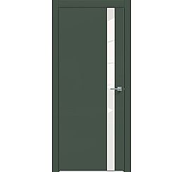 Дверь межкомнатная "Design-702" Дарк грин, вставка Лакобель белый, кромка-чёрная матовая