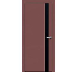 Дверь межкомнатная "Design-702" Лофт ред, вставка Лакобель черный, кромка-ABS