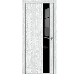 Дверь межкомнатная "Future-703" Дуб патина серый, вставка Лакобель чёрный, кромка-матовый хром