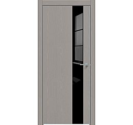 Дверь межкомнатная "Future-703" Дуб Серена каменно-серый, вставка Лакобель чёрный, кромка-матовый хром